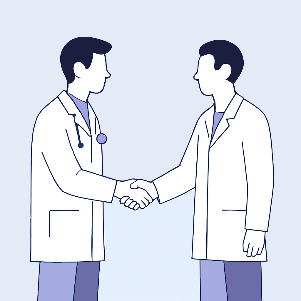 Due medici che si stringono la mano